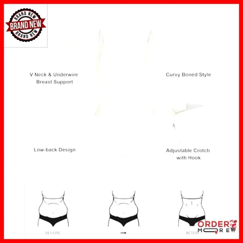 Deep V Neck Lace Bodysuit Tummy Control Shapewear Corset Elegant Chic